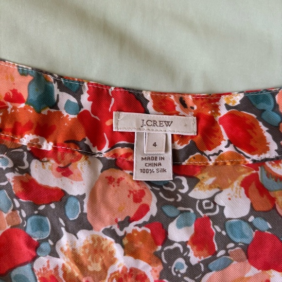 J Crew Womens Top Gray Orange Floral Blouse Shirt Sleeveless 100% Silk Size 4 - Picture 5 of 5